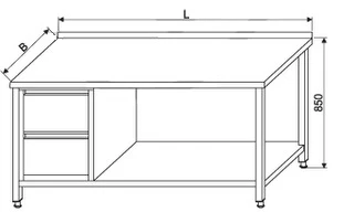 Wall table Cabinet with drawers and a shelf 1200x700x850 (h) mm